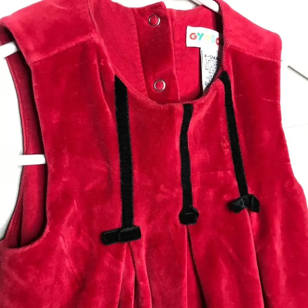 VTG Gymboree Red Velvet Velour Holiday Dress 90s